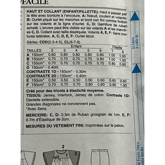 Butterick 5913 pattern kids girls top leggings size 6 7 8 - Picture 4 of 5